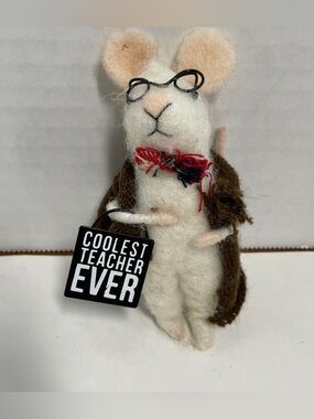 Primitives By Kathy Felt Mice Ornament “Coolest Teacher Ever ” Critter, Male